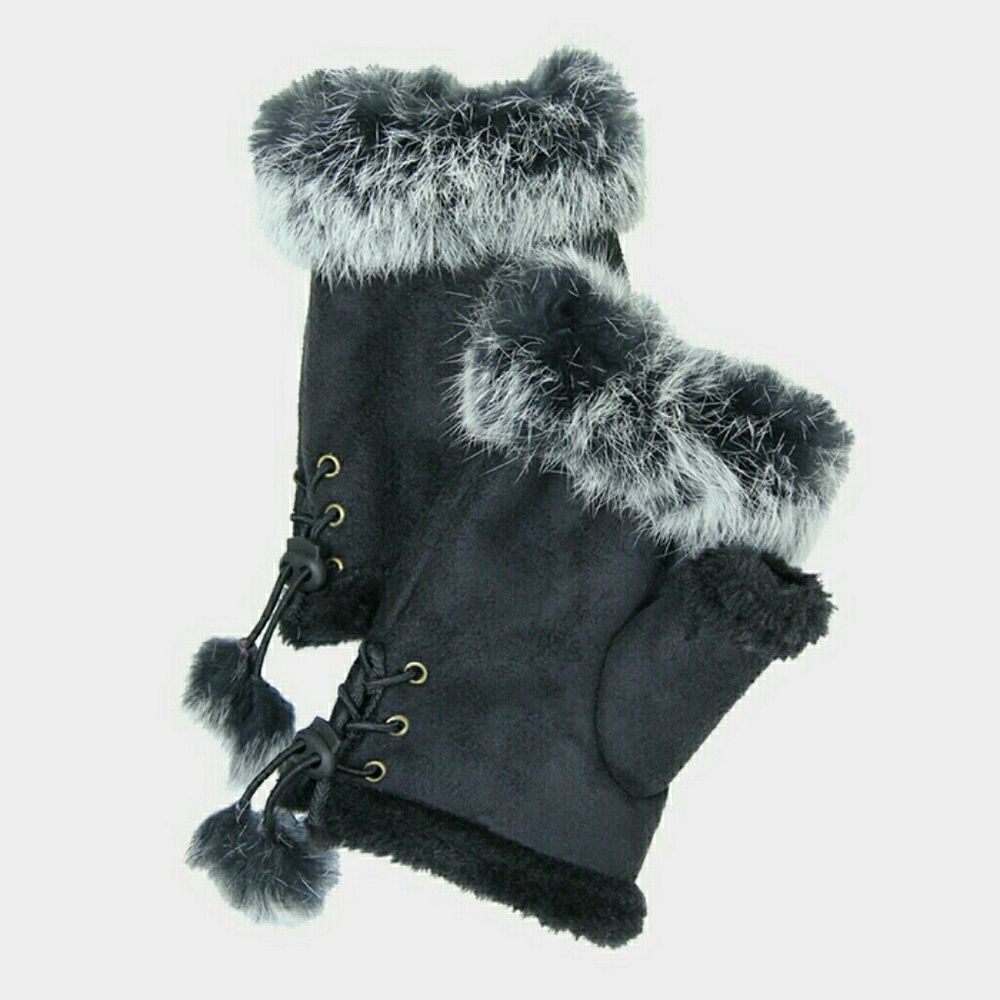 Fingerless Fur Trim Gloves